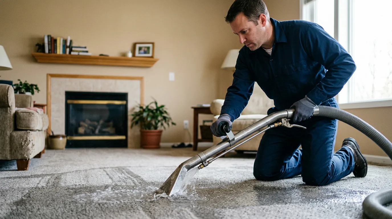 Water damage restoration technician working near Gantt, AL